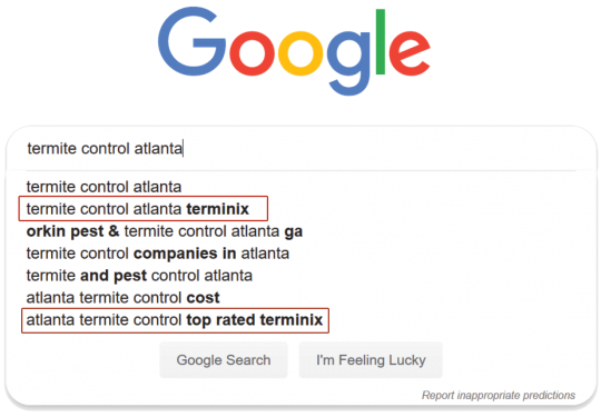 Google search box auto suggest